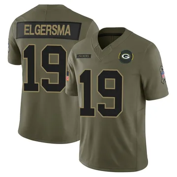 Men's Green Bay Packers Taylor Elgersma Olive 2025 Salute to Service Jersey - Limited