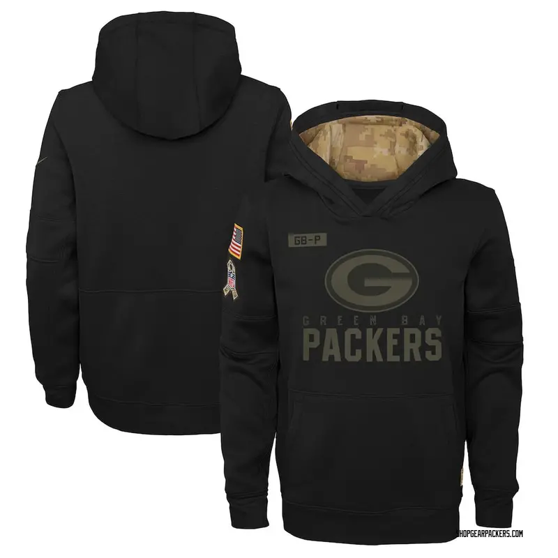 Youth Nike Green Bay Packers Black 2020 Salute to Service Pullover ...