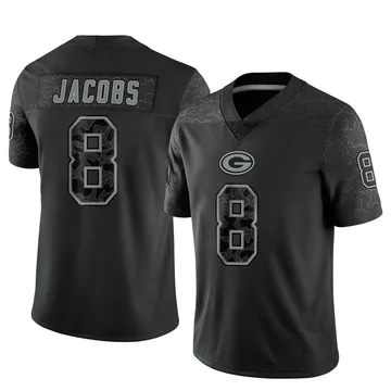 Youth Nike Green Bay Packers Josh Jacobs Black Reflective Jersey - Limited