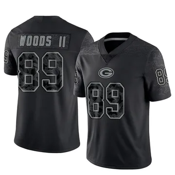 Youth Nike Green Bay Packers Michael Woods II Black Reflective Jersey - Limited